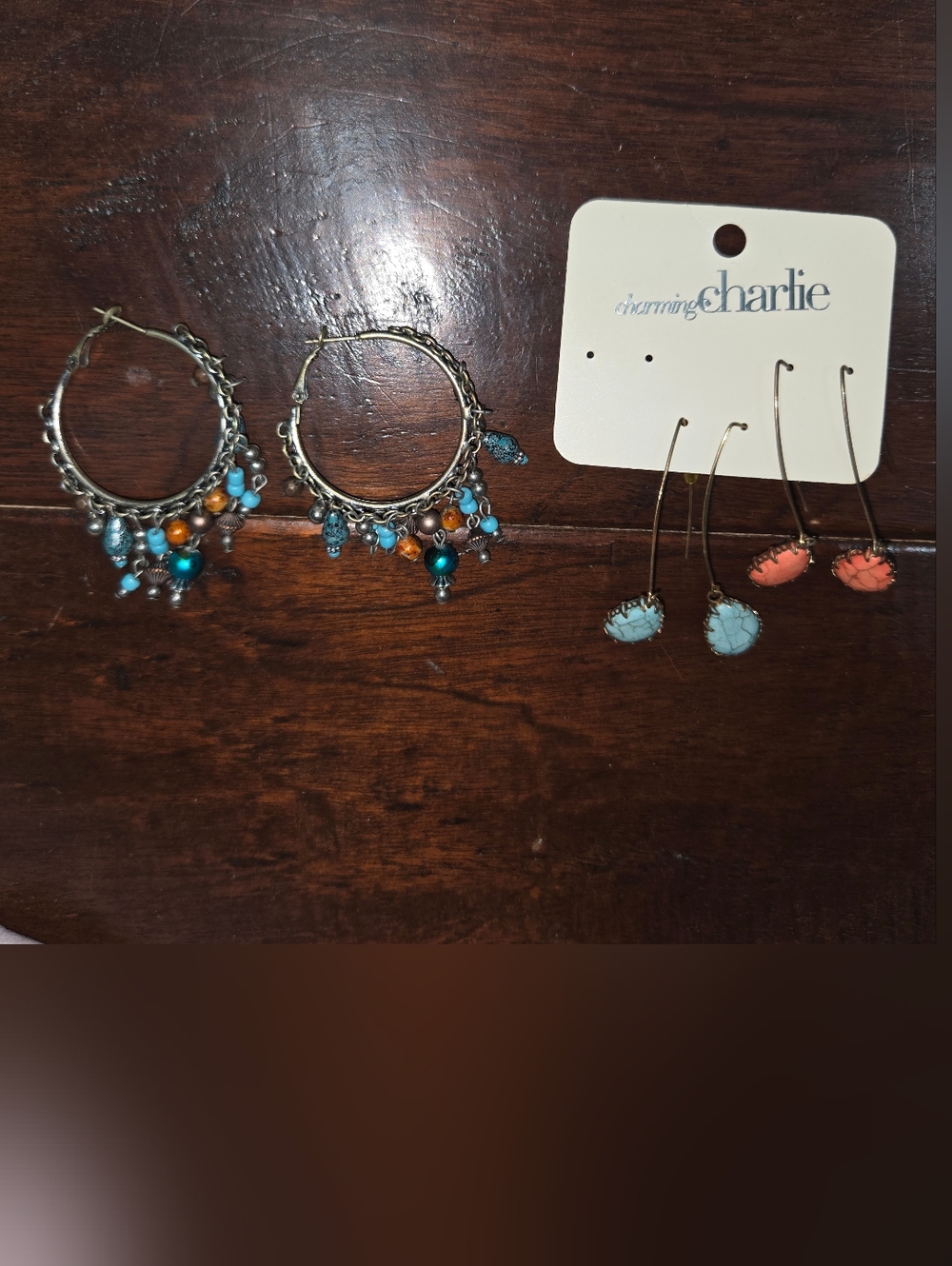 Colorful Beaded Hoop Earrings and Drop Stud Set